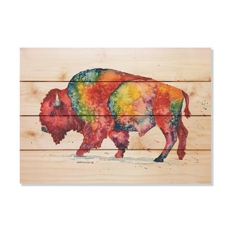 WILE E. WOOD Wile E. Wood DBRB-2014 20 x 14 in. Bartholets Rainbow Bison Wood Art DBRB-2014